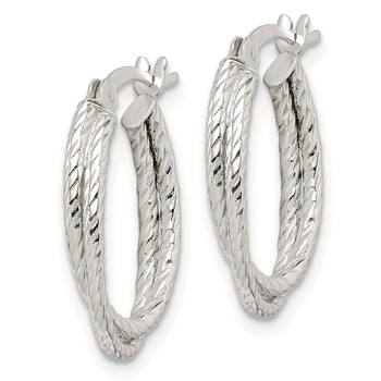 Sterling Silver Twisted and Textured Hoop Earrings — alternate view