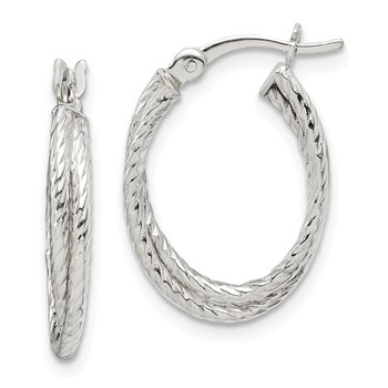 Sterling Silver Twisted and Textured Hoop Earrings