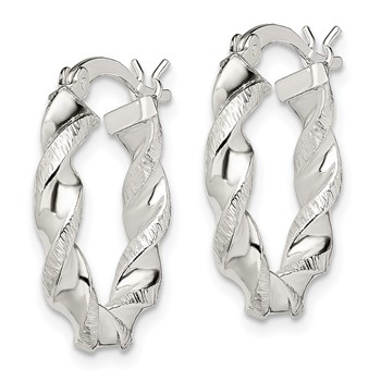 Sterling Silver Twisted and Textured Hoop Earrings — alternate view