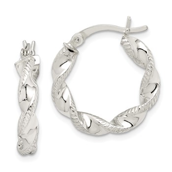 Sterling Silver Twisted and Textured Hoop Earrings