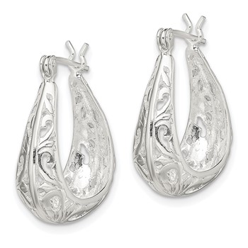 Sterling Silver Polished Swirl Filigree Hoop Earrings — alternate view