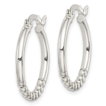 Sterling Silver Beaded Hoop Earrings — alternate view