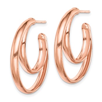 Sterling Silver RH plated Rose Gold-plated 28x3.5 Hoop Post Earrings — alternate view