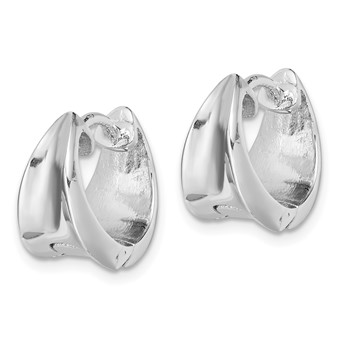 Sterling Silver Rhodium-plated Hinged Hoop Earrings — alternate view