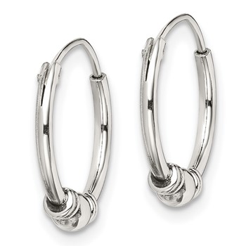 Sterling Silver Antiqued Beaded Endless Hoop Earrings — alternate view