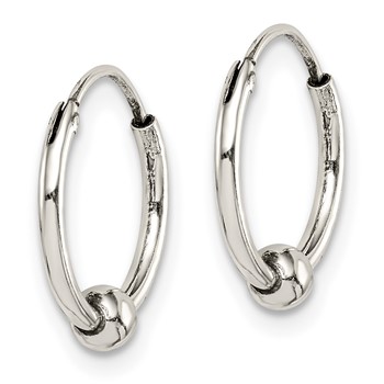 Sterling Silver Antiqued Beaded Endless Hoop Earrings — alternate view