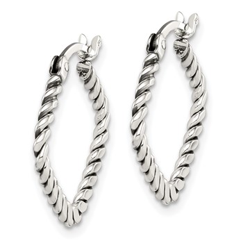 Sterling Silver Antiqued Textured Square Hoop Earrings — alternate view