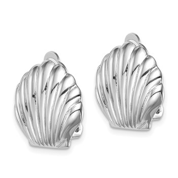 Sterling Silver Rhodium-plated Polished Non-Pierced Shell Earrings — alternate view