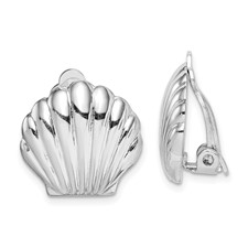 Image of Sterling Silver Rhodium-plated Polished Non-Pierced Shell Earrings