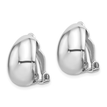 Sterling Silver Rhodium-plated Polished Non-Pierced Oval Earrings — alternate view