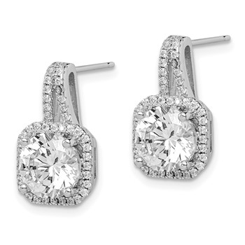 Sterling Silver Rhodium-plated CZ Halo Post Earrings — alternate view