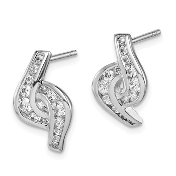 Sterling Silver Rhodium-plated CZ Post Earrings — alternate view
