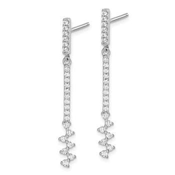 Sterling Silver Rhodium Plated CZ Dangle Earrings — alternate view