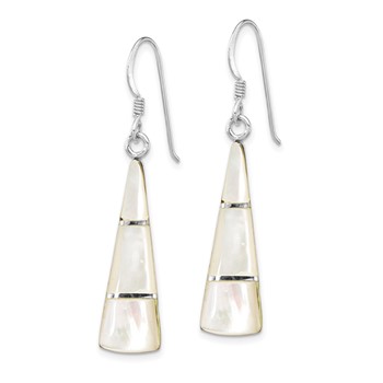 Sterling Silver Rhodium-plated Polished Mother of Pearl Dangle Earrings — alternate view