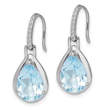 Sterling Silver Rhodium-plated Blue Topaz Teardrop Dangle Earrings — alternate view