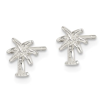 Sterling Silver Polished Palm Tree Post Earrings — alternate view
