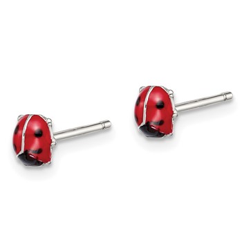Sterling Silver RH-plated Enameled Ladybug Children's Post Earrings — alternate view