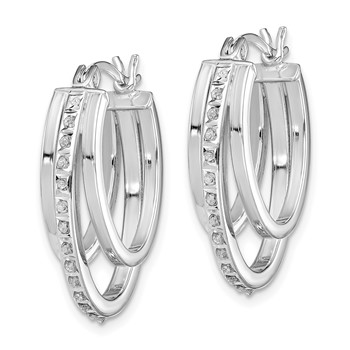 Diamond Fascination Diamond Mystique Sterling Silver Platinum-plated Diamond Multi Hoop Earrings — alternate view
