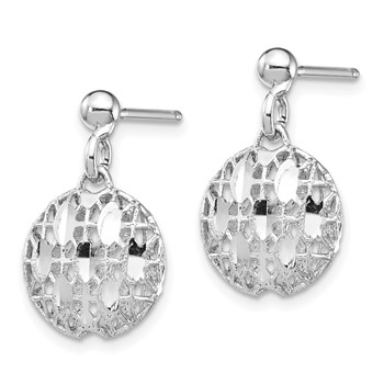 Sterling Silver Rhodium-plated D/C Mesh Bead Dangle Post Earrings — alternate view