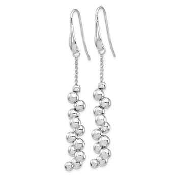 Sterling Silver Rhodium-plated Offset Beads Dangle Earrings — alternate view