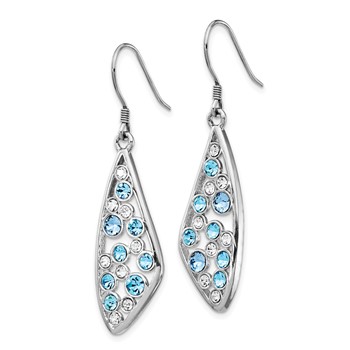 Sterling Silver Rhodium-plated Blue / White Crystal Wing Dangle Earrings — alternate view