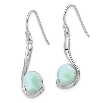 Sterling Silver Rhodium-plated Larimar Swirl Dangle Earrings — alternate view