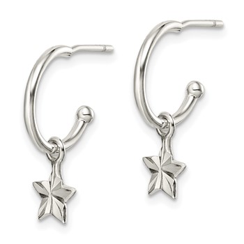 Sterling Silver Star Dangle Hoop Earrings — alternate view