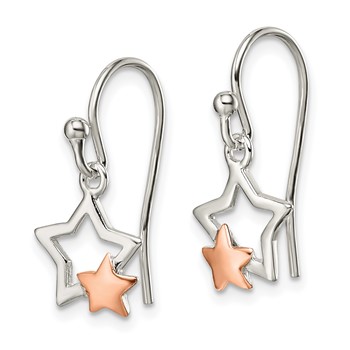 Sterling Silver and Rose-tone Star Dangle Earrings — alternate view