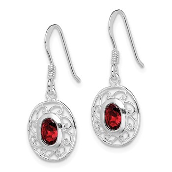 Sterling Silver Rhodium-plated Fancy Garnet Earrings — alternate view