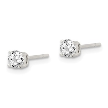 Sterling Silver Polished 4mm Round CZ Stud Earrings — alternate view