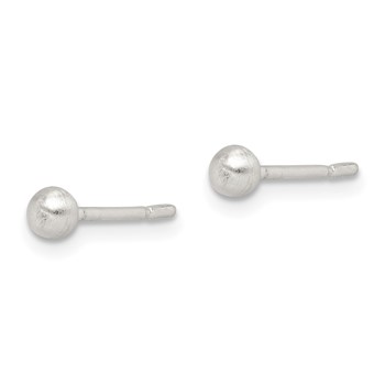 Sterling Silver Brushed 3mm Ball Post Earrings — alternate view
