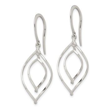 Sterling Silver Polished Fancy Twisted Marquise Shaped Dangle Earrings — alternate view