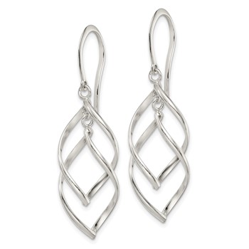 Sterling Silver Polished Fancy Twisted Dangle Earrings — alternate view