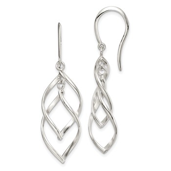 Sterling Silver Polished Fancy Twisted Dangle Earrings