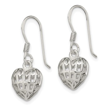 Sterling Silver Heart Dangle Earrings — alternate view