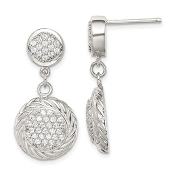 Sterling Silver CZ Circle Dangle Earrings