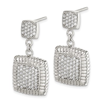 Sterling Silver CZ Square Dangle Earrings — alternate view