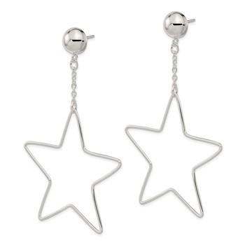 Sterling Silver Star Dangle Post Earrings — alternate view