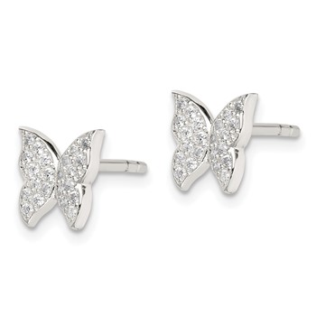 Sterling Silver CZ Butterfly Post Earrings — alternate view