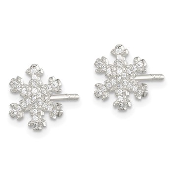 Sterling Silver CZ Snowflake Post Earrings — alternate view