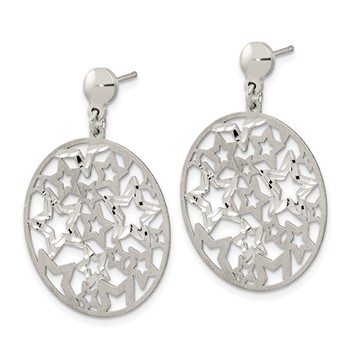 Sterling Silver Brushed Star Dangle Earrings — alternate view