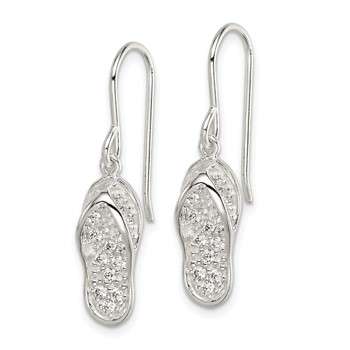 Sterling Silver CZ Flip-Flop Dangle Earrings — alternate view