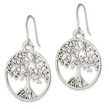 Sterling Silver Tree of Life Dangle Earrings — alternate view