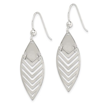 Sterling Silver Polished Leaf Dangle Earrings — alternate view