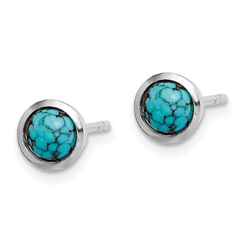 Sterling Silver Round Turquoise Post Earrings — alternate view