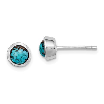 Sterling Silver Round Turquoise Post Earrings
