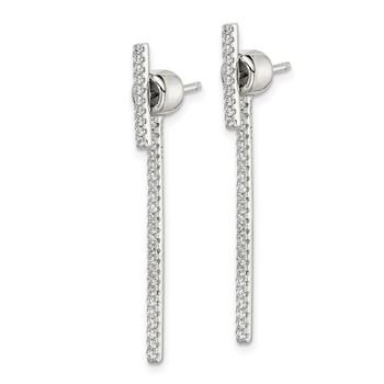 Sterling Silver CZ Bar Front and Back Earrings — alternate view