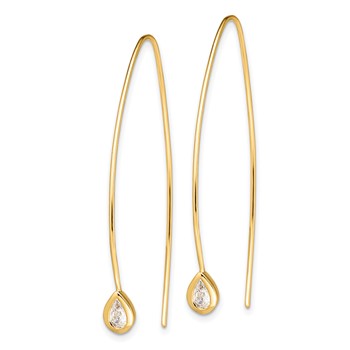 Sterling Silver Gold-tone CZ Threader Earrings — alternate view