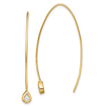 Sterling Silver Gold-tone CZ Threader Earrings