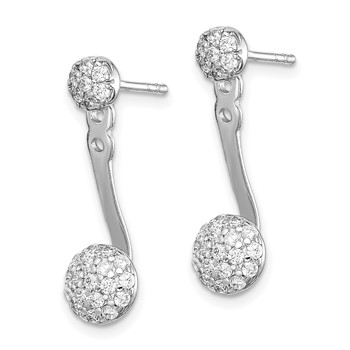 Sterling Silver Rhodium Plated CZ Post Earrings w/ Jacket — alternate view